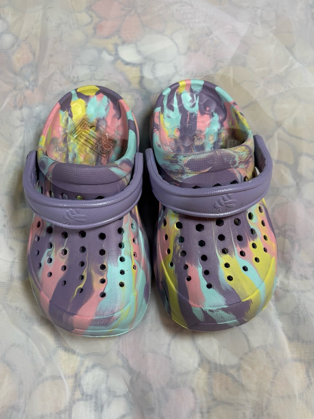 Kids Tie-Dye Purple “Crocs”